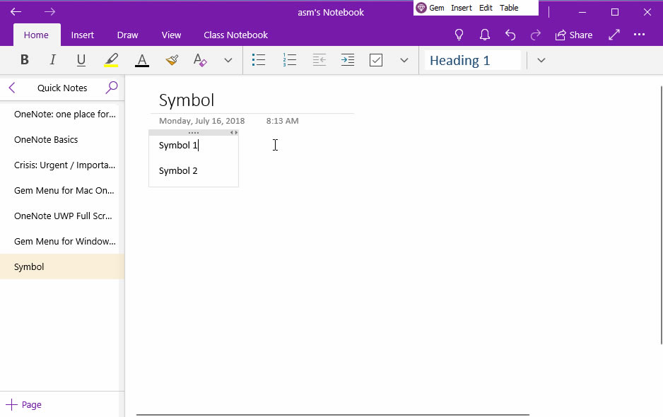 ʹ䌚ˆ Gem Menu for OneNote UWP IPϛ]еķ̖ OneNote for Windows 10 