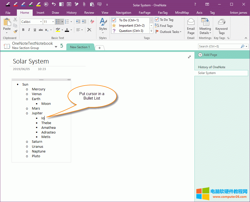 һ OneNote ָҪD(zhun)QĿ̖б 