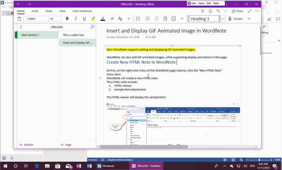ʹ Gem Menu for OneNote UWP 鹦 OneNote ăݵ WordNote 