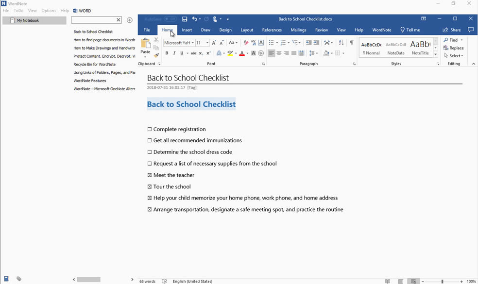 b Office 365t WordNote Խ Word 365 LDM֌