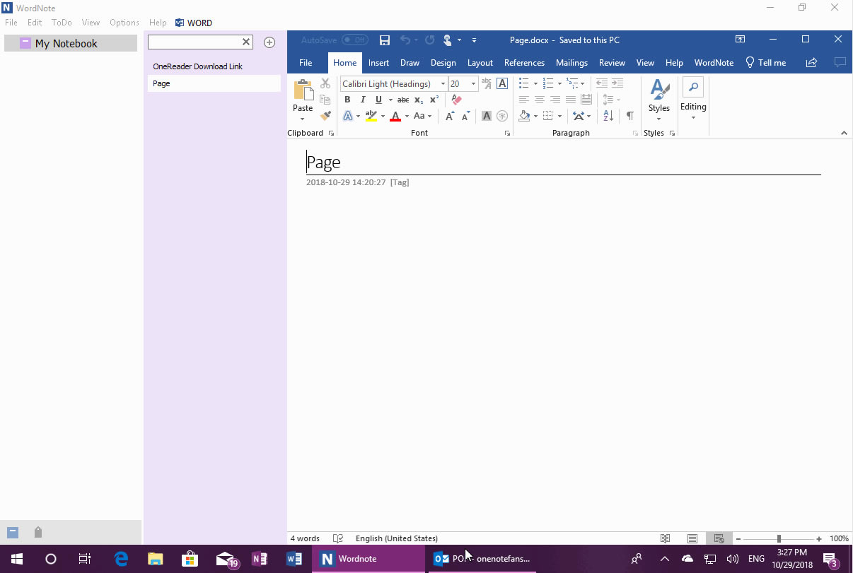 ʹ WordNote “؏(f)”܁ֱî(dng)ǰ؏(f) Outlook ]