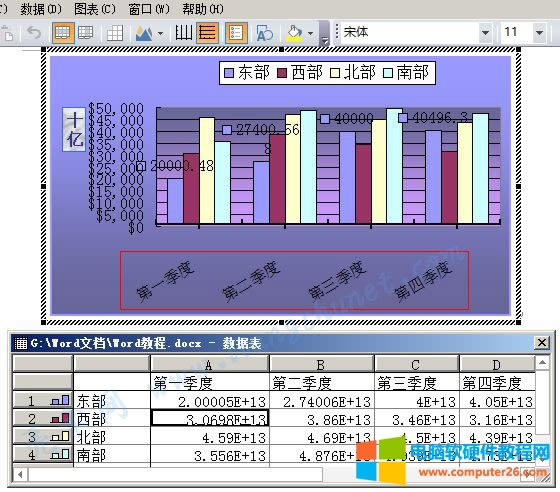 Word 2016 圖表按行按列