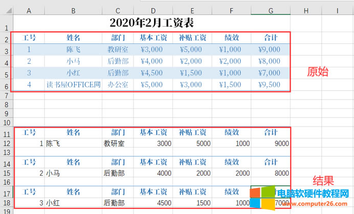 EXCEL的VLOOKUP與COLUMN函數(shù)結(jié)合完成工資條實(shí)例