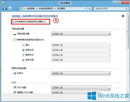 怎么取消Win8系統(tǒng)插入U(xiǎn)SB設(shè)備自動(dòng)播放設(shè)置?