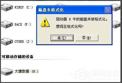 WinXP系統(tǒng)打開(kāi)U盤(pán)提示未被格式化怎么辦?